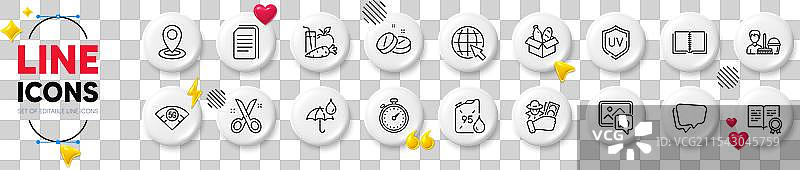 医疗平板、对话气泡和书本线条图标图片素材