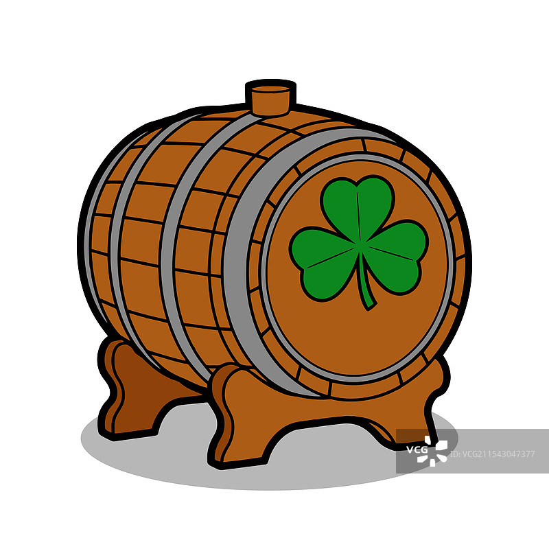 带有三叶草的木桶用于爱尔兰庆祝活动图片素材