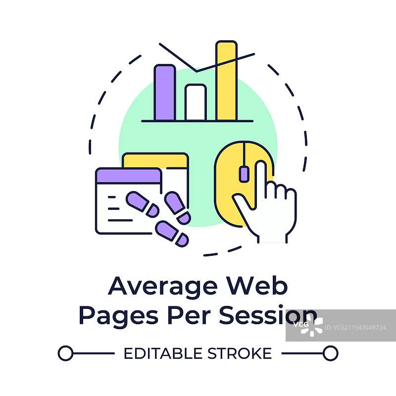 每次会话的平均网页数多彩概念图片素材