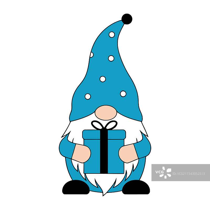 快乐的哈努卡侏儒手里拿着礼物盒图片素材