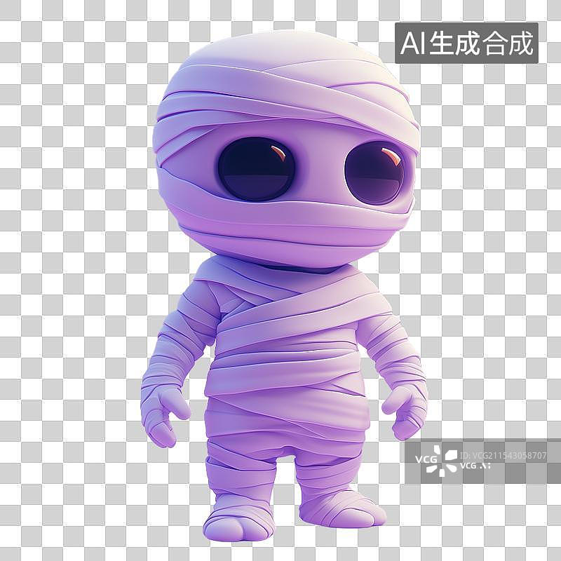 【AI数字艺术】万圣节木乃伊玩具的卡通图标图片素材