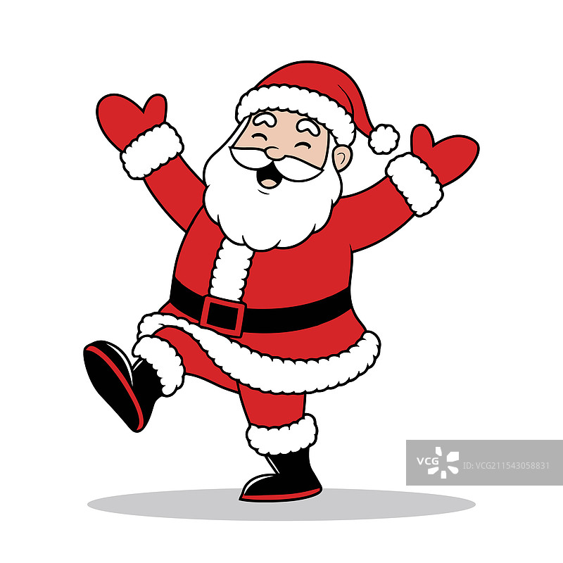 快乐的圣诞老人穿着红色西装跳舞图片素材