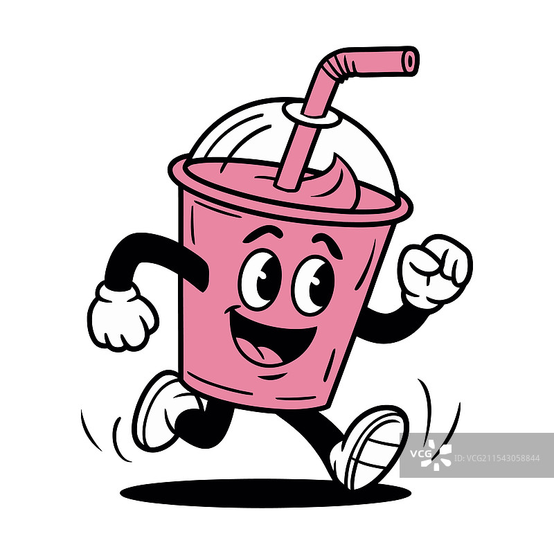 快乐奔跑的粉色奶昔角色图片素材