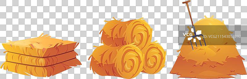 农场设计中的干草堆和滚筒图片素材