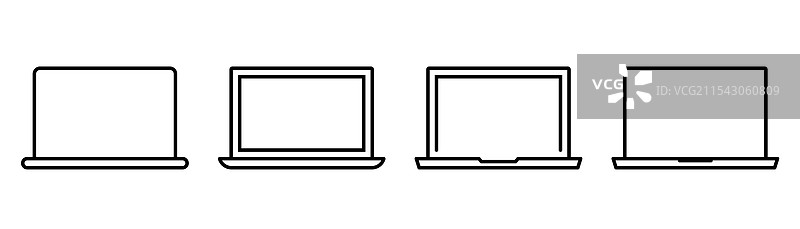 笔记本电脑图标集 线条风格的电脑图标图片素材