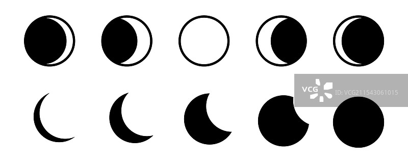 月亮图标集 月相符号 新月图标图片素材