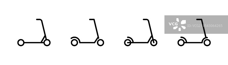 电动滑板车线条图标套件图片素材