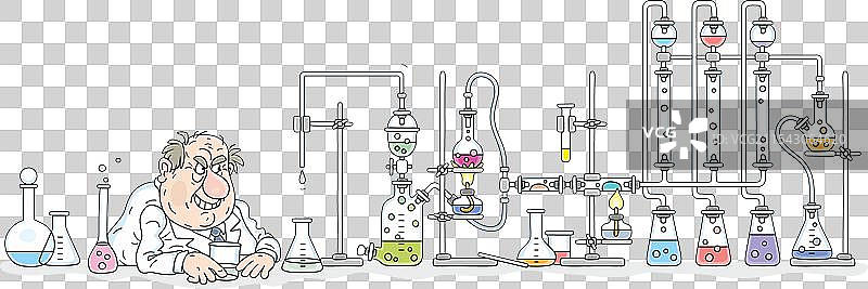 愤怒的化学家在进行化学实验图片素材