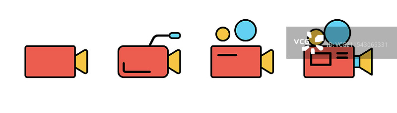 卡通视频摄像机图标电影摄像机图标集图片素材