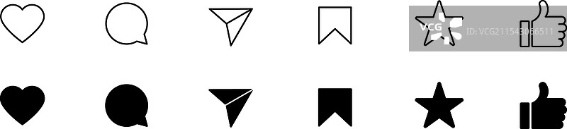 点赞、分享、评论和保存图标集图片素材