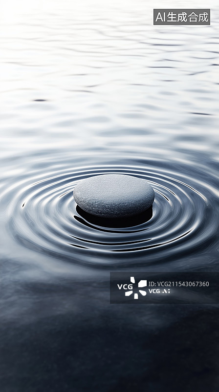 【AI数字艺术】白天有波纹的开阔水面漂浮着圆形浮标3D风景插画图片素材