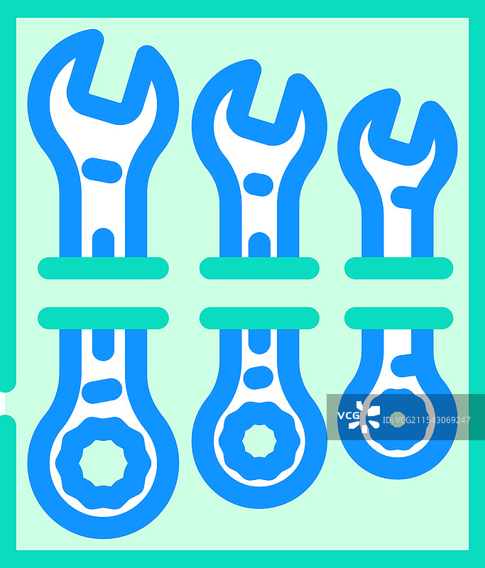 汽车维修工具扳手套件彩色图标图片素材