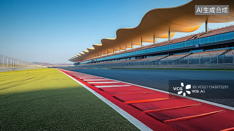 【AI数字艺术】低视角F1方程式赛道赛车场看台背景图片素材