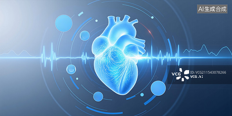 【AI数字艺术】心血管系统  人类心脏 医疗背景   心脏监听仪  心电图 心室   心脏病  人体解剖学图片素材