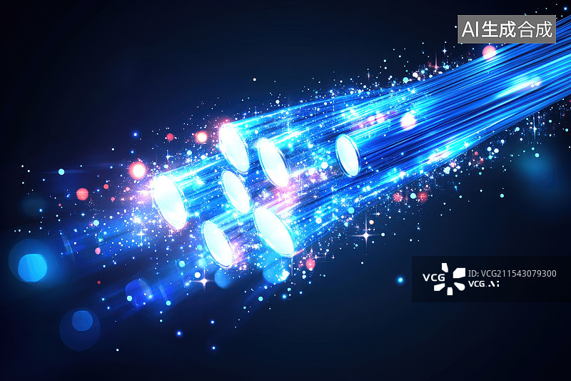 【AI数字艺术】光纤通信科技数据传输信息网络线条背景图片素材