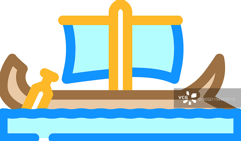 古代双桨船彩色图标图片素材