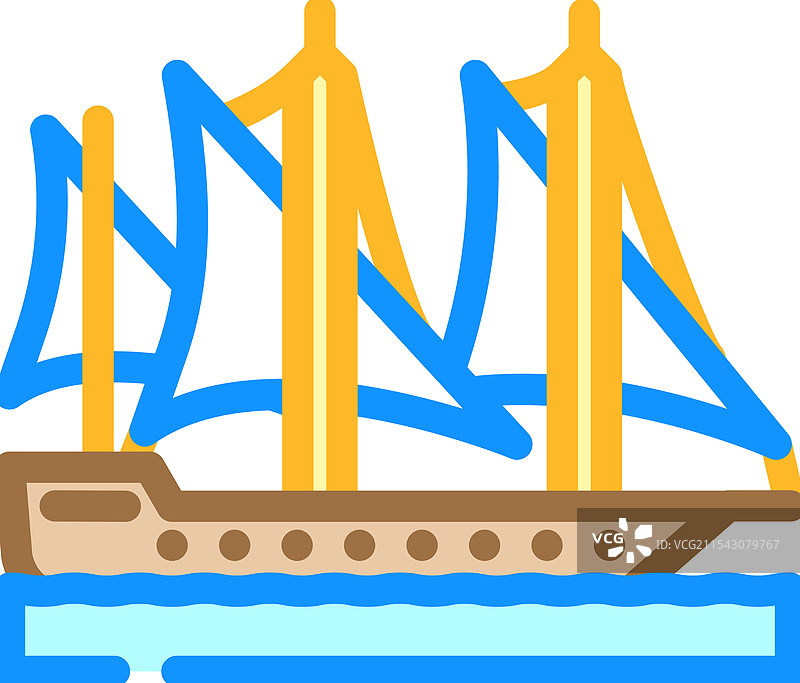 古代船只的彩色图标图片素材