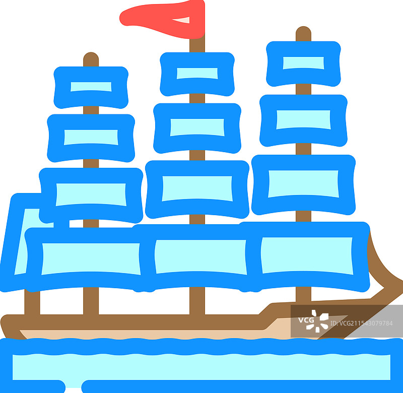 古老的帆船彩色图标图片素材