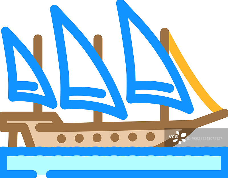 古代船只的色彩图标图片素材