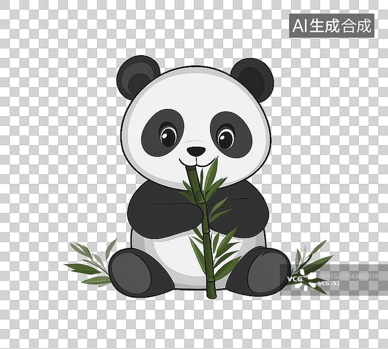 【AI数字艺术】3D渲染免抠手可爱国宝大熊猫手拿竹子图片素材