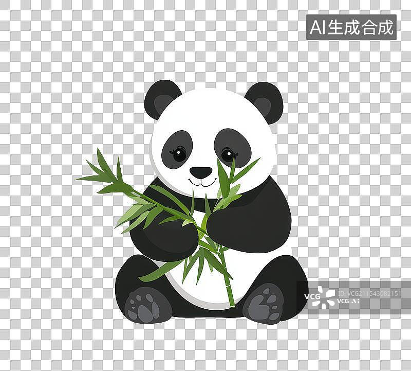 【AI数字艺术】3D渲染免抠手可爱国宝大熊猫手拿竹子图片素材