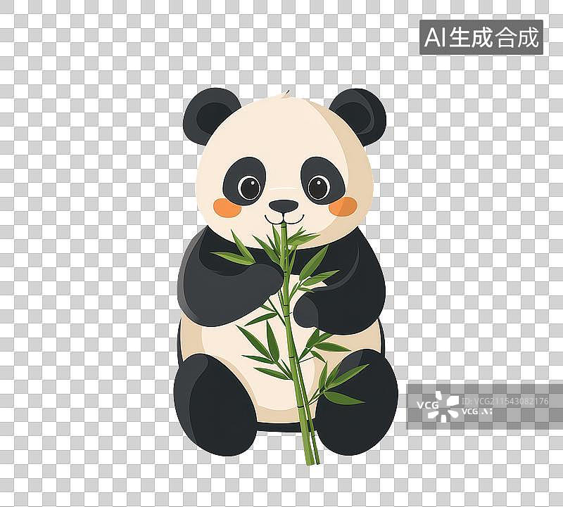 【AI数字艺术】3D渲染免抠手可爱国宝大熊猫手拿竹子图片素材