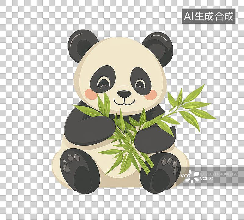 【AI数字艺术】3D渲染免抠手可爱国宝大熊猫手拿竹子图片素材