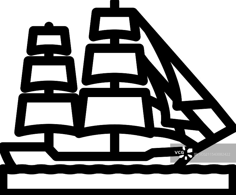 古代帆船线条图标图片素材