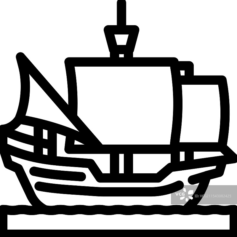 古代商船线条图标图片素材