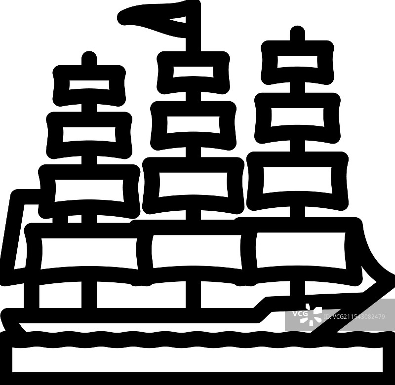古老船只的线条图标图片素材