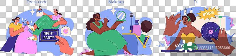 女孩们的夜晚出游，女性朋友们一起外出图片素材