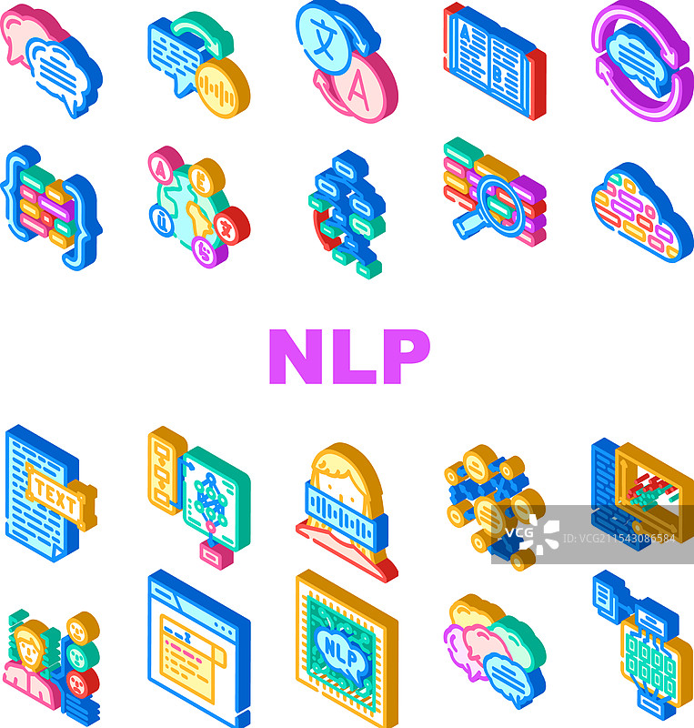 自然语言处理（NLP）图标集图片素材
