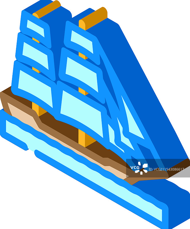 古代帆船的等距图标图片素材