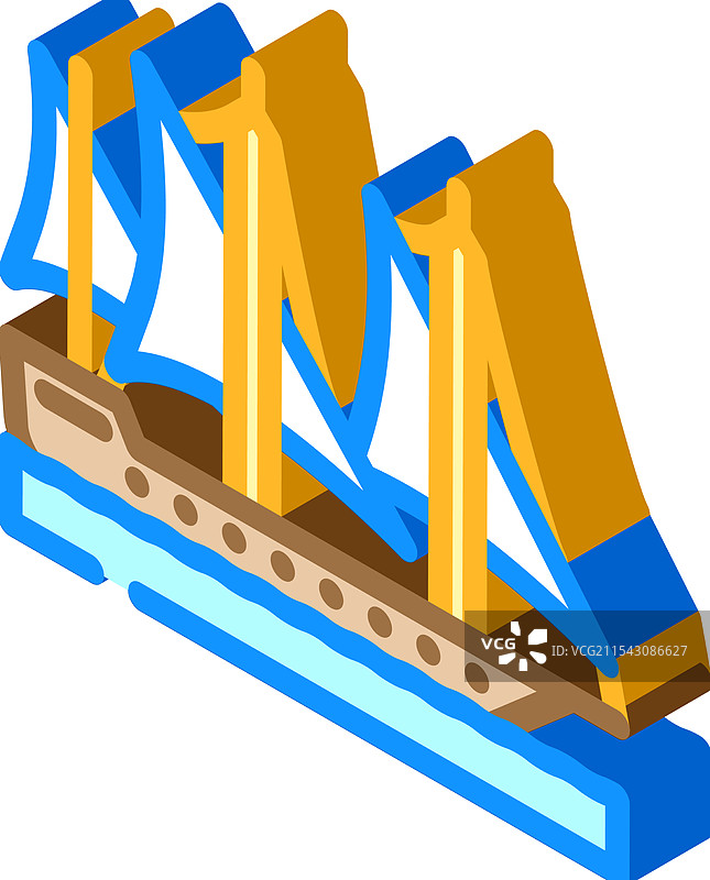 古代船只的等距图标图片素材