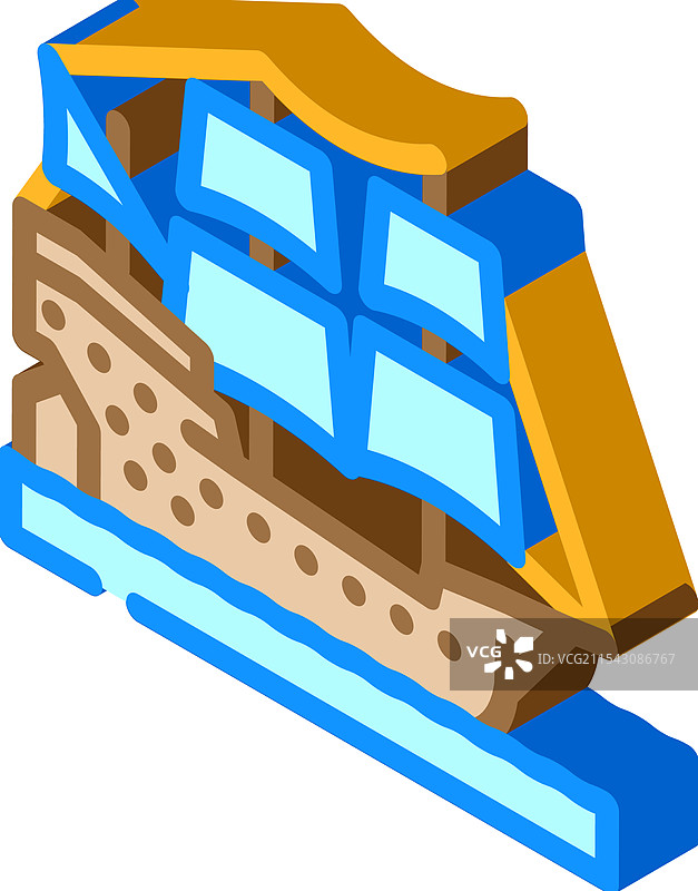 古代帆船等距图标图片素材