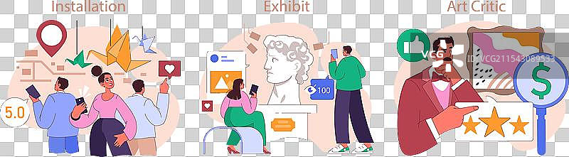 博物馆或艺术画廊展览中的参观者图片素材