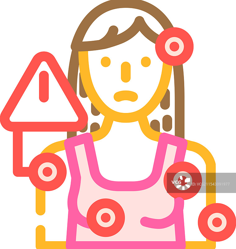 纤维肌痛症女性疾病彩色图标图片素材