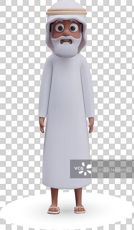 穿着传统白色服装的阿拉伯男子图片素材
