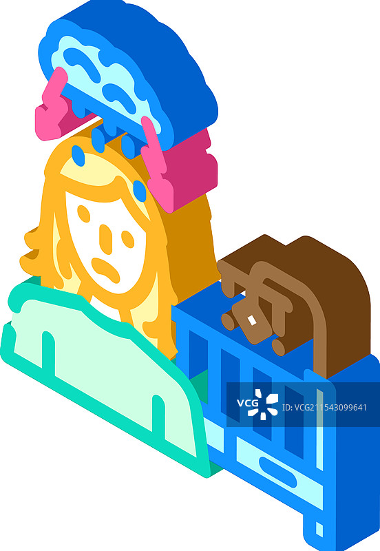 产后抑郁症女性疾病等距图标图片素材