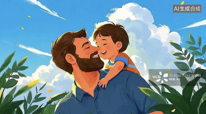 【AI数字艺术】父亲节父子相伴幸福图片素材
