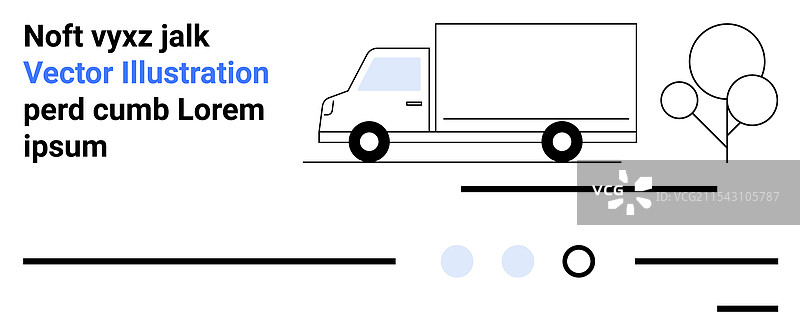 装有气球和文本元素的送货卡车图片素材