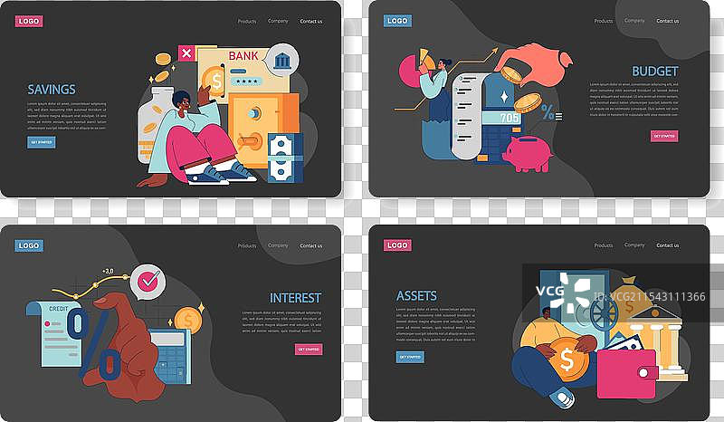 年轻人的财务指导网站或着陆页设计图片素材