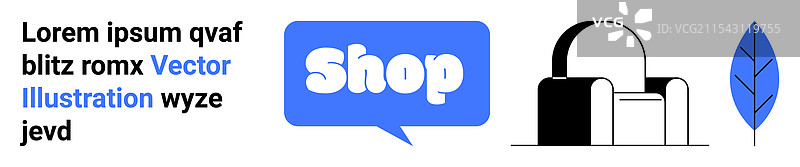 在线购物广告，带有购物文本气泡图片素材