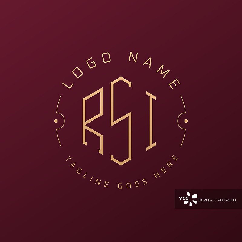 奢华的RSI标志设计，优雅的字母RSI图片素材