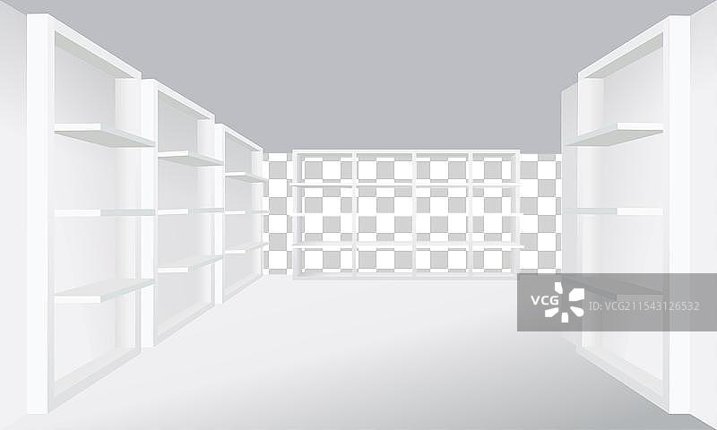 现实的商店内部，空荡荡的货架图片素材