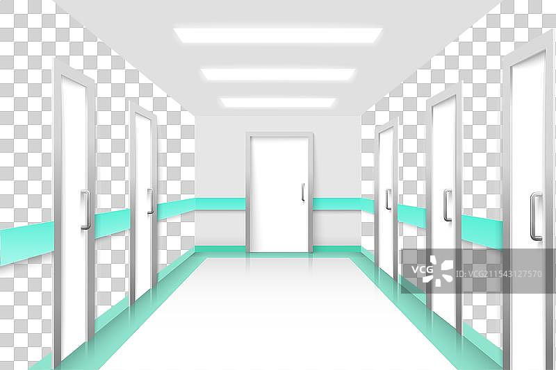 有闭合门的走廊场景图片素材