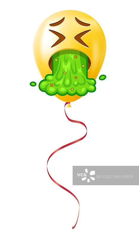 呕吐脸的黄色气球表情符号图片素材