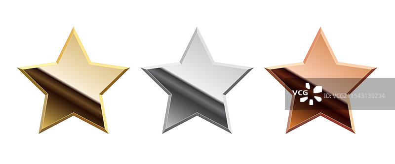 金色、银色和铜色光泽镜面星星图片素材