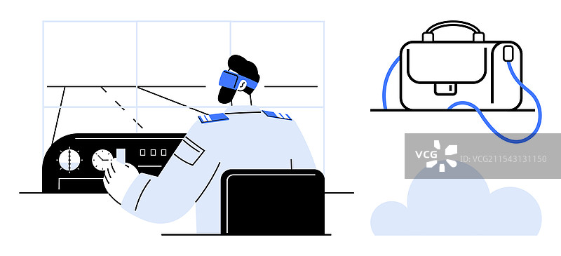 飞行员使用控制器导航飞机图片素材