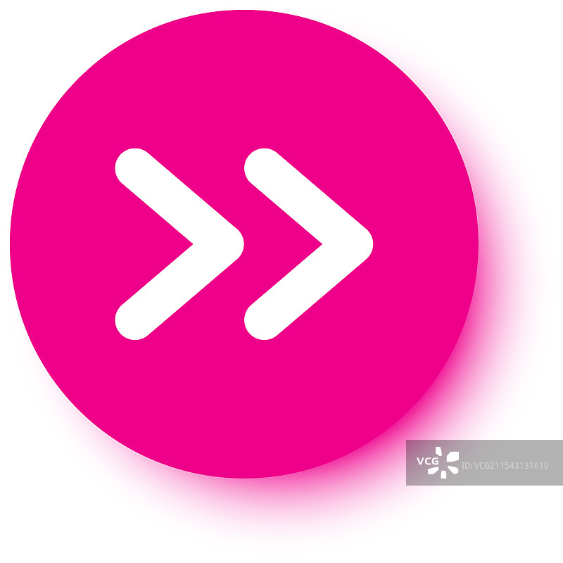 粉色圆圈上指向右侧的双白箭头图片素材